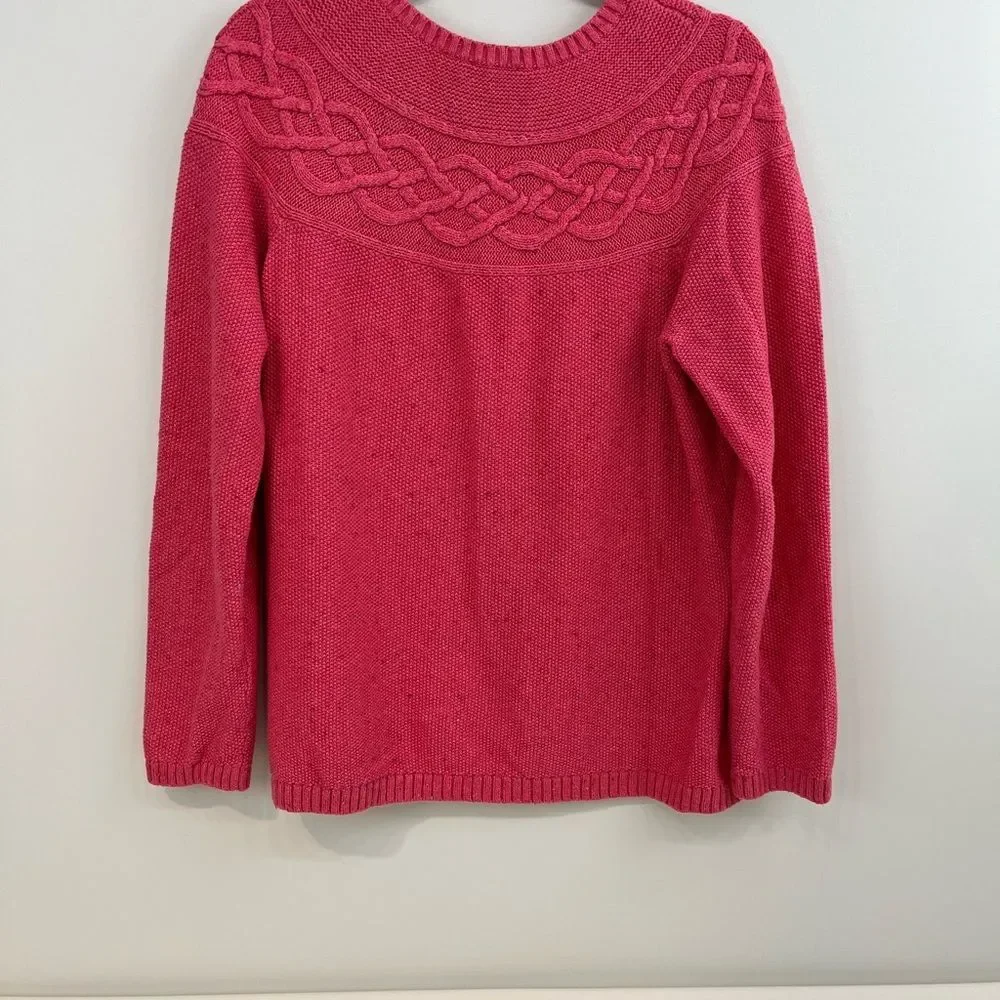 Talbots Tweed Cable Yoke Sweater - Picture 7 of 9